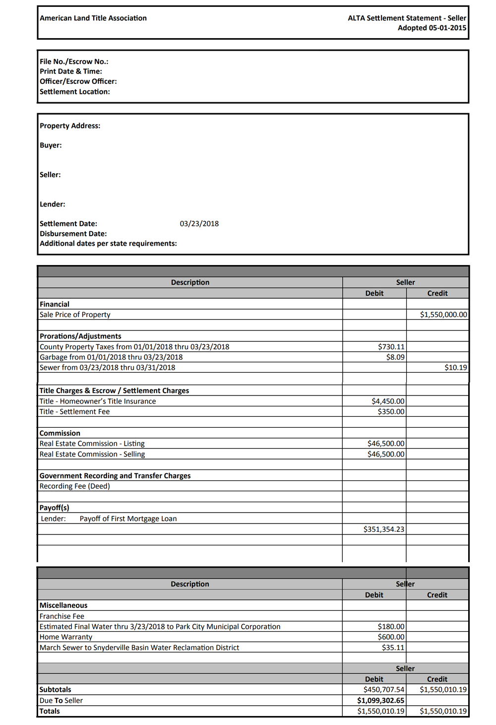 What Does A Home Closing Statement Look Like