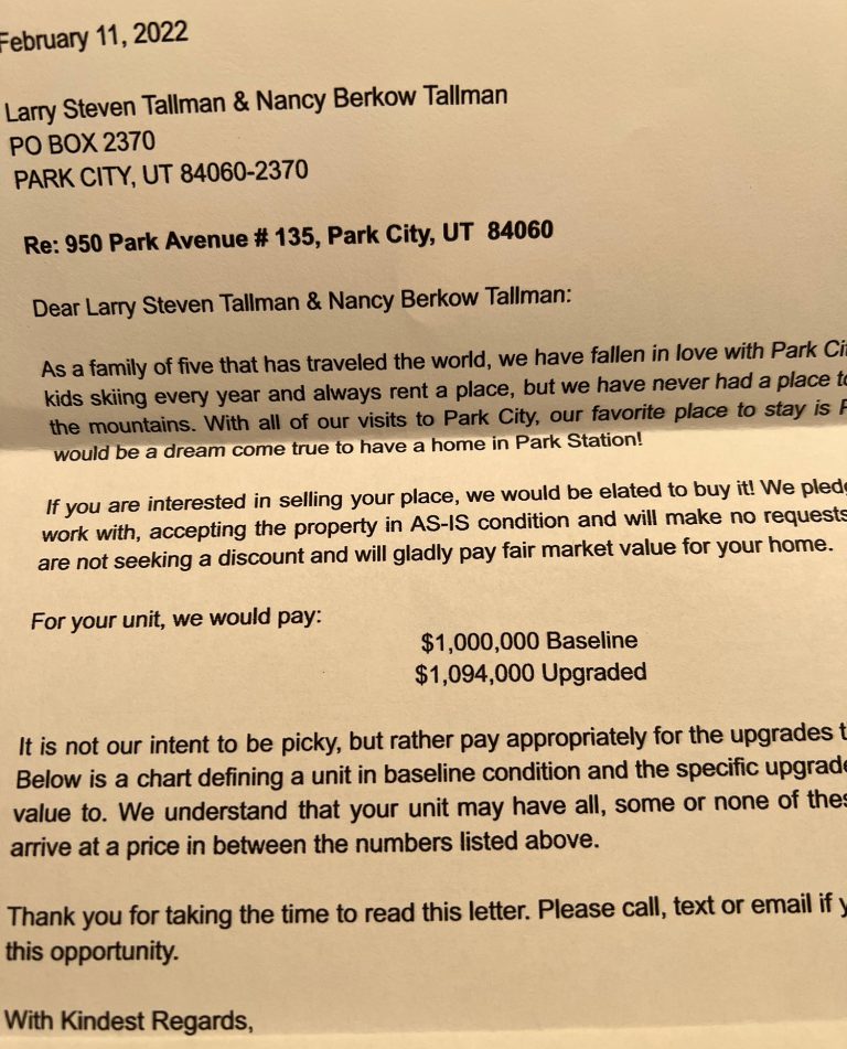 Do Real Estate Letters to Potential Sellers Work? Park City Real