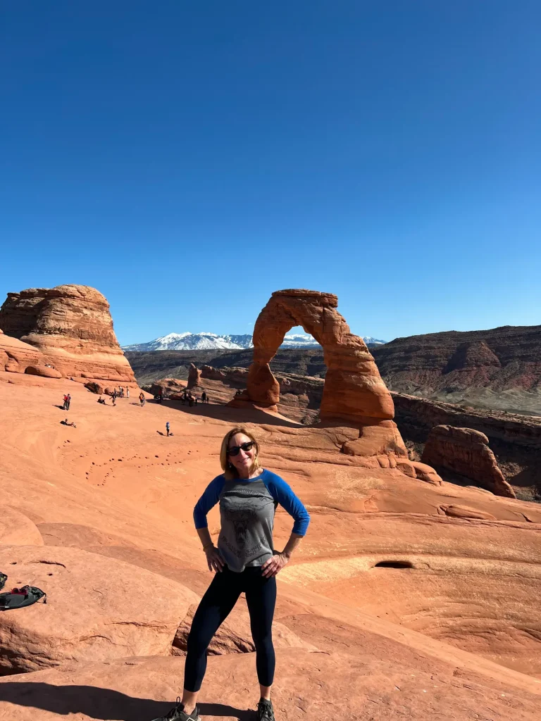 Nancy Tallman at Delicate Arch in Arches National Park